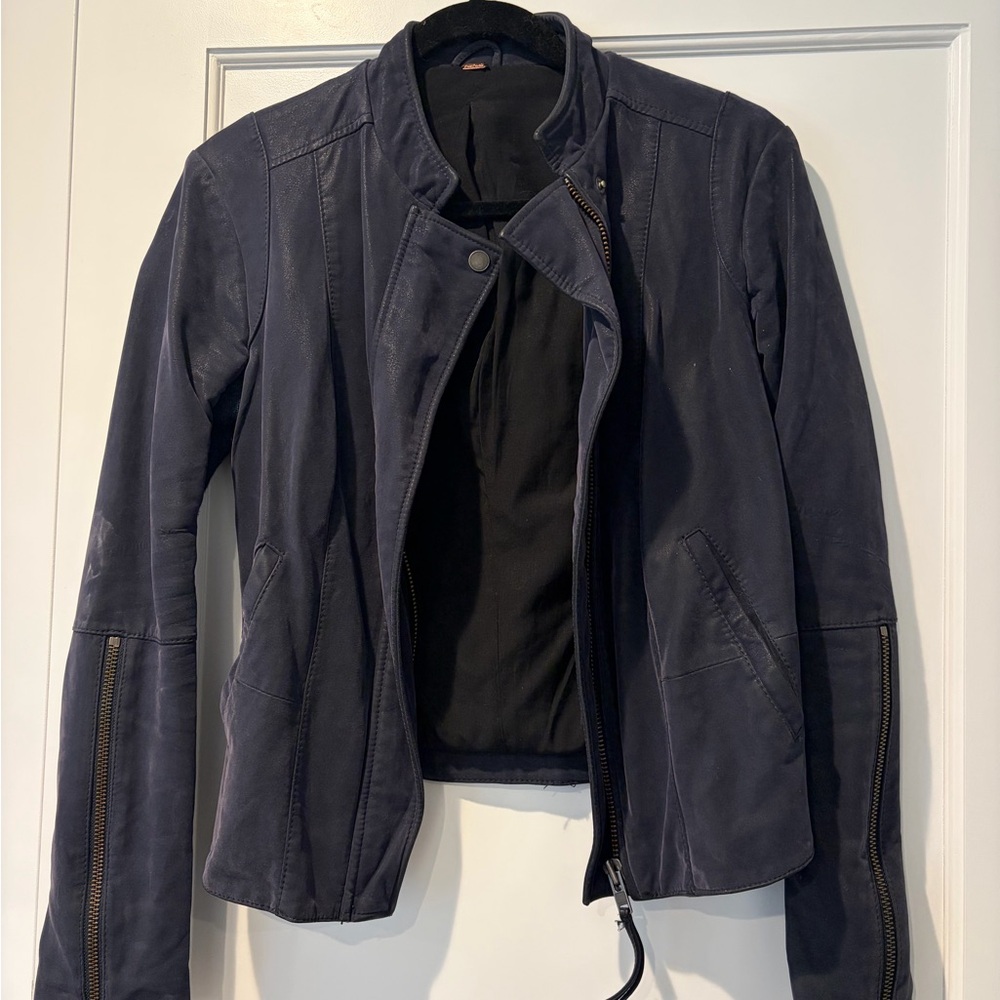 Free People Vegan Suede Leather Moto Jacket